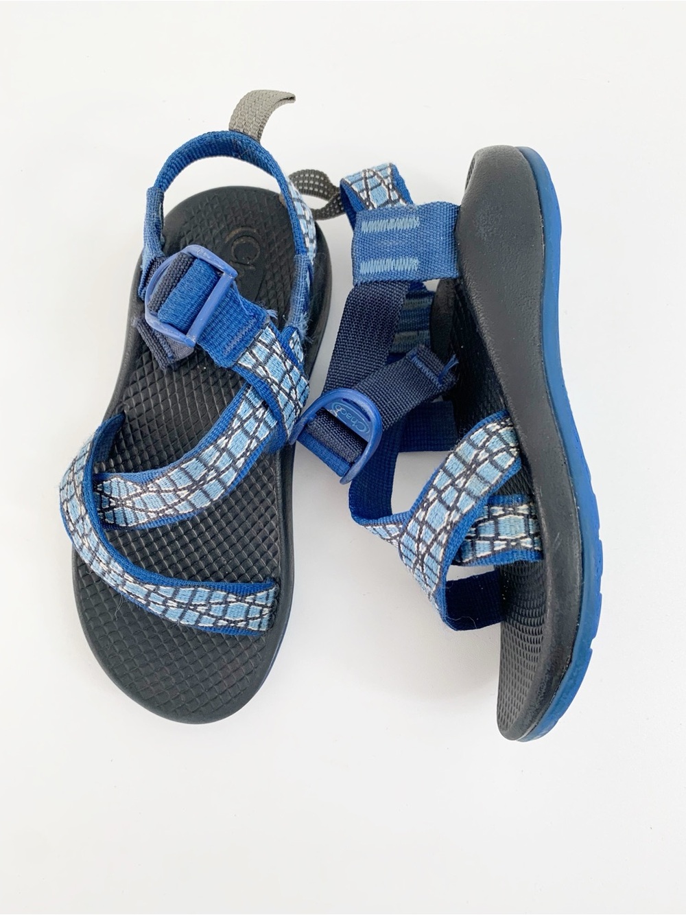 Chaco Youth Classic Blue White Strap Sandals ~ 12